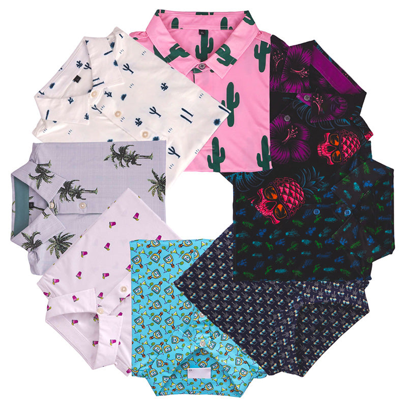 Men’s Golf Polo Shirt with Topographic Print – Quick-Dry Performance