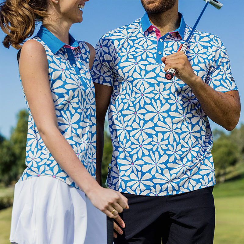 Men's Golf Polo – Tropical Palm Print Performance Shirt