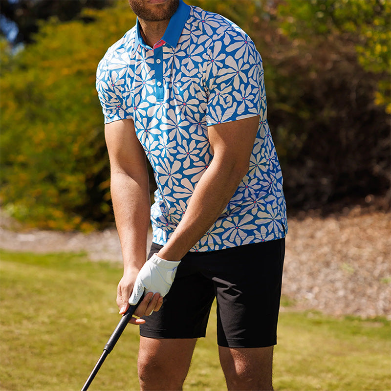 Men's Golf Polo – Tropical Palm Print Performance Shirt