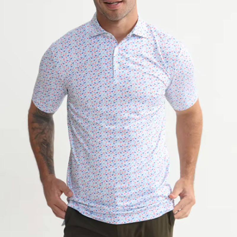 Men’s Printed Golf Polo Shirt – Lightweight, Quick-Dry & Stretch