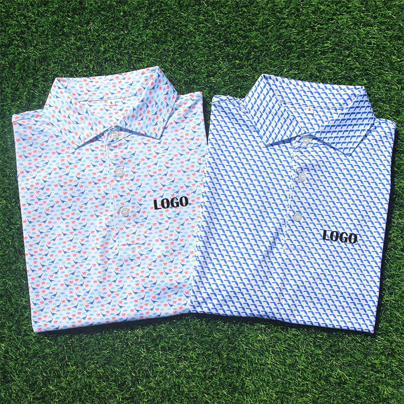 Men’s Printed Golf Polo Shirt – Lightweight, Quick-Dry & Stretch