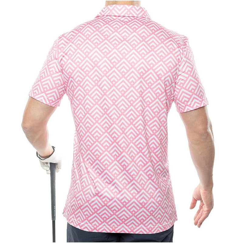 Pink Printed Golf Polo Shirt | 180gsm Quick-Dry Knit, Spandex/Poly OEM Vendor
