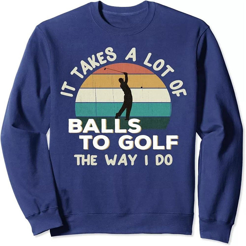 Vintage Golf Crewneck Sweatshirt with Puff Print, 330g Poly-Cotton