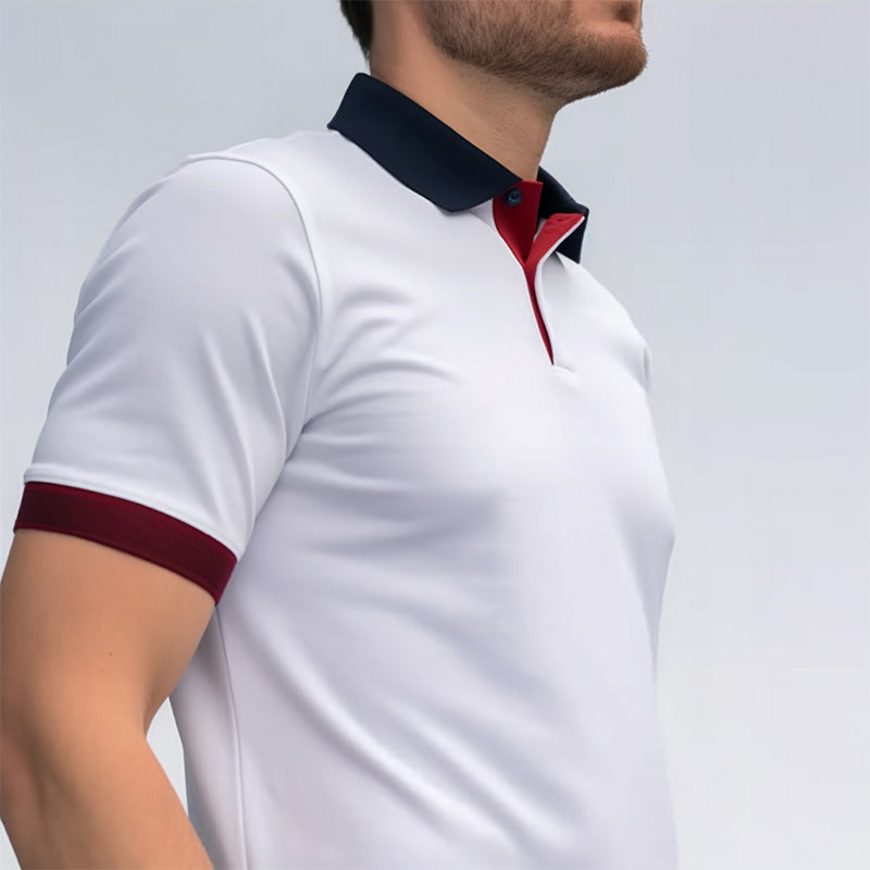 White Cotton Knit Golf Polo Shirt | Quick-Dry Anti-Wrinkle, Sublimation OEM Manufacturing