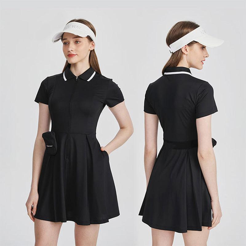 Womens Polo Golf Dress, Quick Dry Lightweight with Pleated Skirt