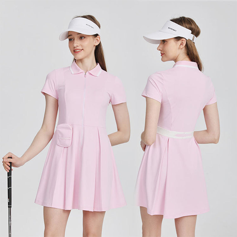 Womens Polo Golf Dress, Quick Dry Lightweight with Pleated Skirt