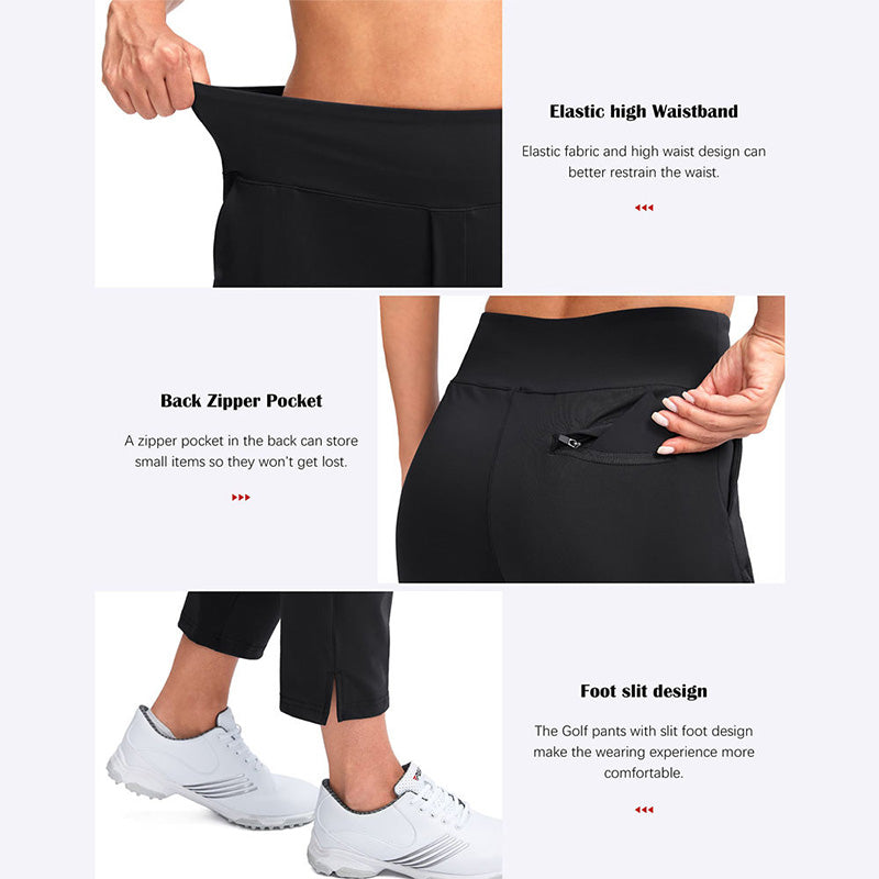High Waisted Womens Golf Pants – Ankle Length Quick Dry Stretch