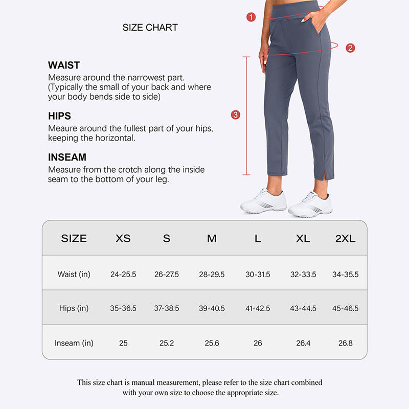 High Waisted Womens Golf Pants – Ankle Length Quick Dry Stretch