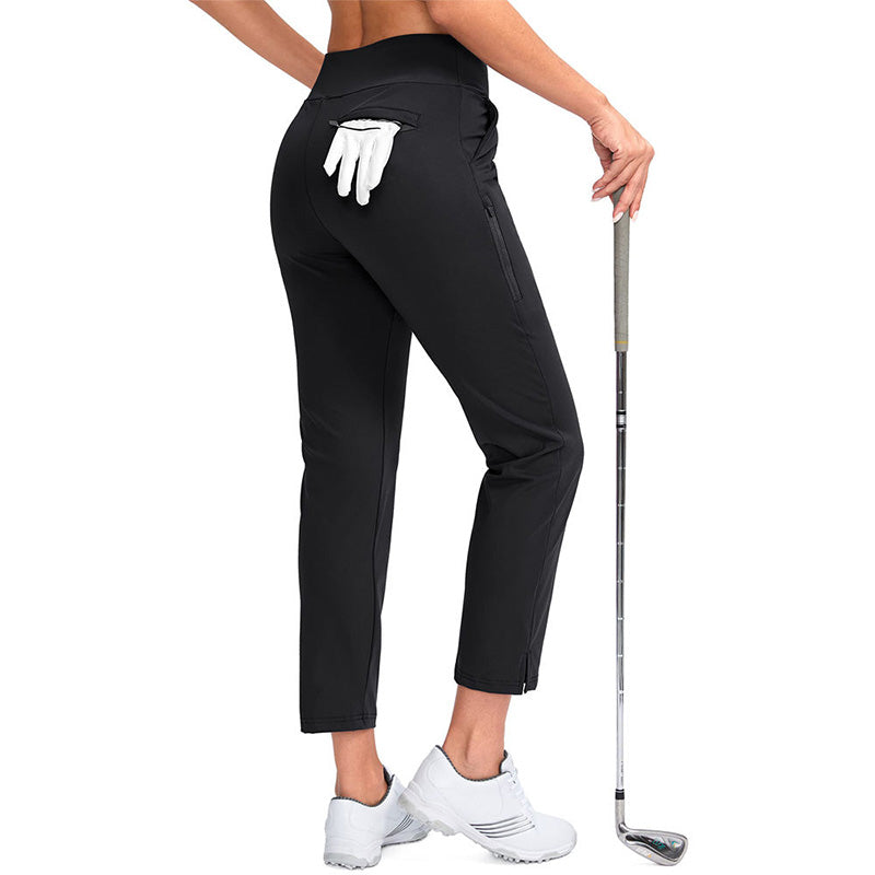 High Waisted Womens Golf Pants – Ankle Length Quick Dry Stretch