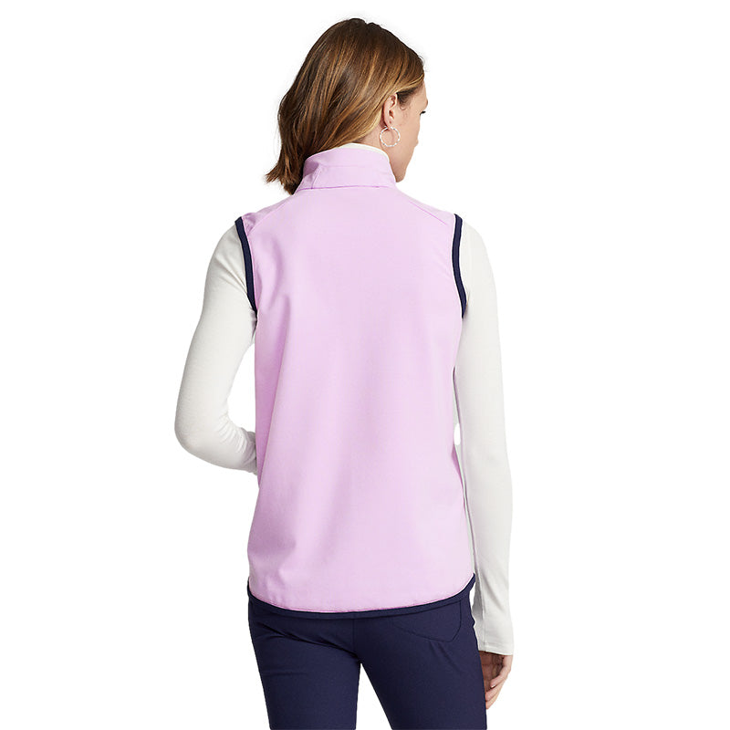 Womens Golf Vest Full-Zip Stand Collar, 240g Satin Woven OEM Custom Logo