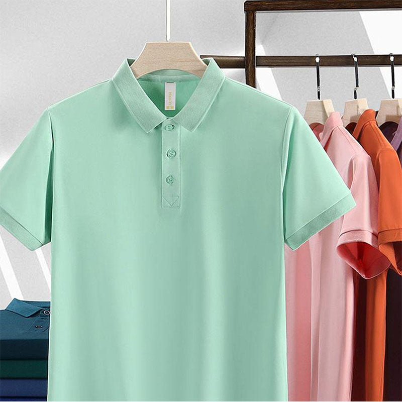 Red Golf Polo Shirts, 120gsm Breathable Polyester, Short Sleeve Button Placket, OEM