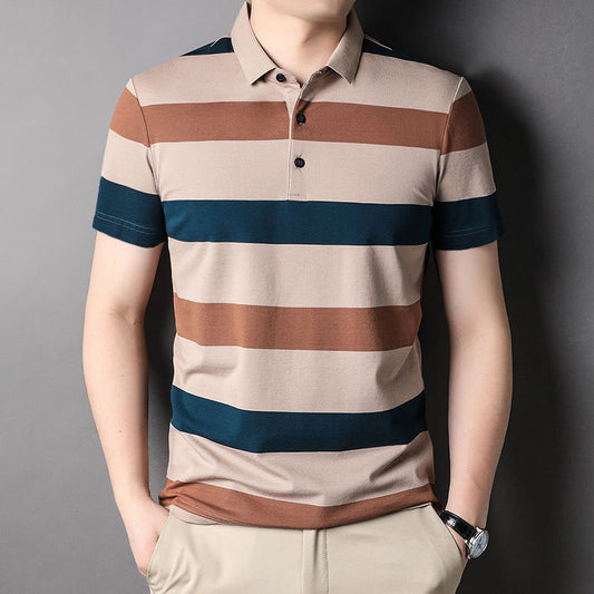 Striped Golf Polo | 200gsm Breathable Polyester Knit, Printed Stripes, OEM