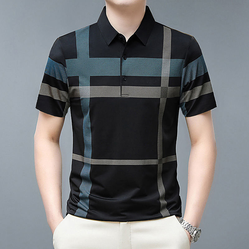 Striped Golf Polo | 200gsm Breathable Polyester Knit, Printed Stripes, OEM