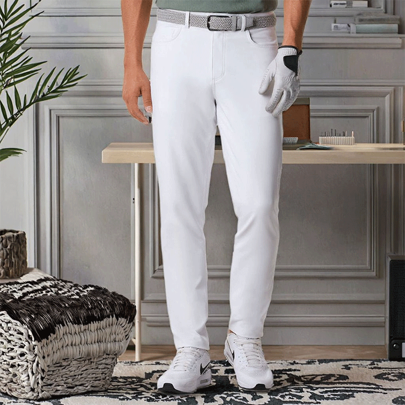 Lightweight White Golf Pants with Breathable Stretch Woven Comfort