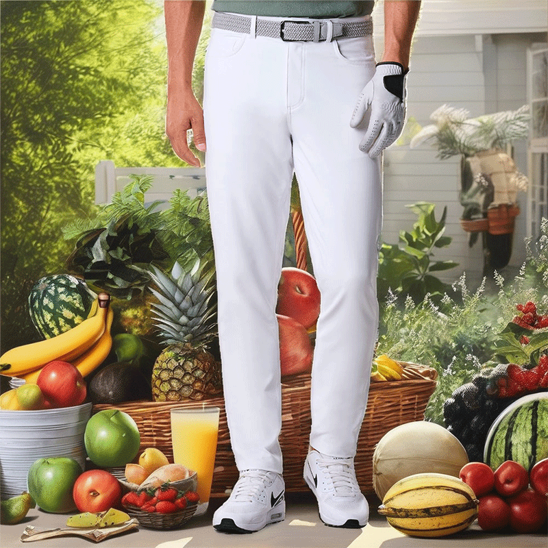 Lightweight White Golf Pants with Breathable Stretch Woven Comfort