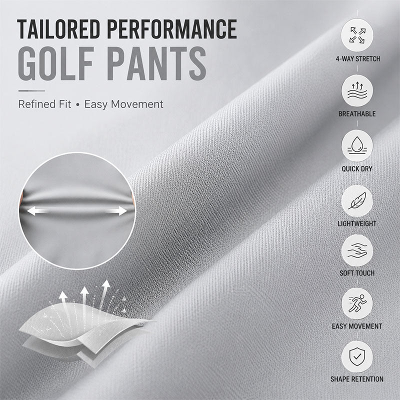 Wholesale Grey Golf Pants in Lightweight Breathable Woven Fabric