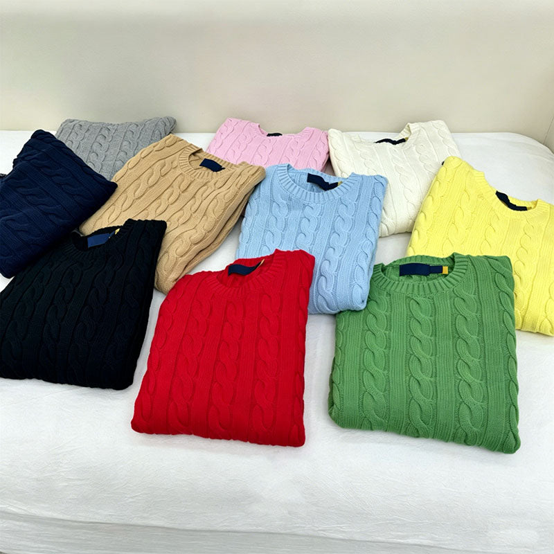 Wholesale Womens Crewneck Sweaters in Wool Cable Knit | Multi-Color Collection