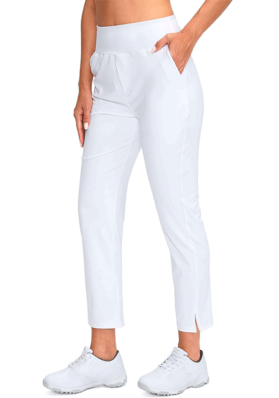 High-Waist Quick-Dry Women Golf Pants with Ankle-Length Stretch Fit