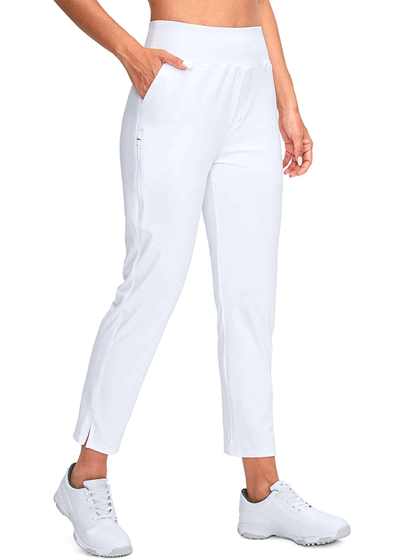 High-Waist Quick-Dry Women Golf Pants with Ankle-Length Stretch Fit
